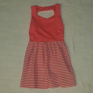 Mini pink and white striped dress